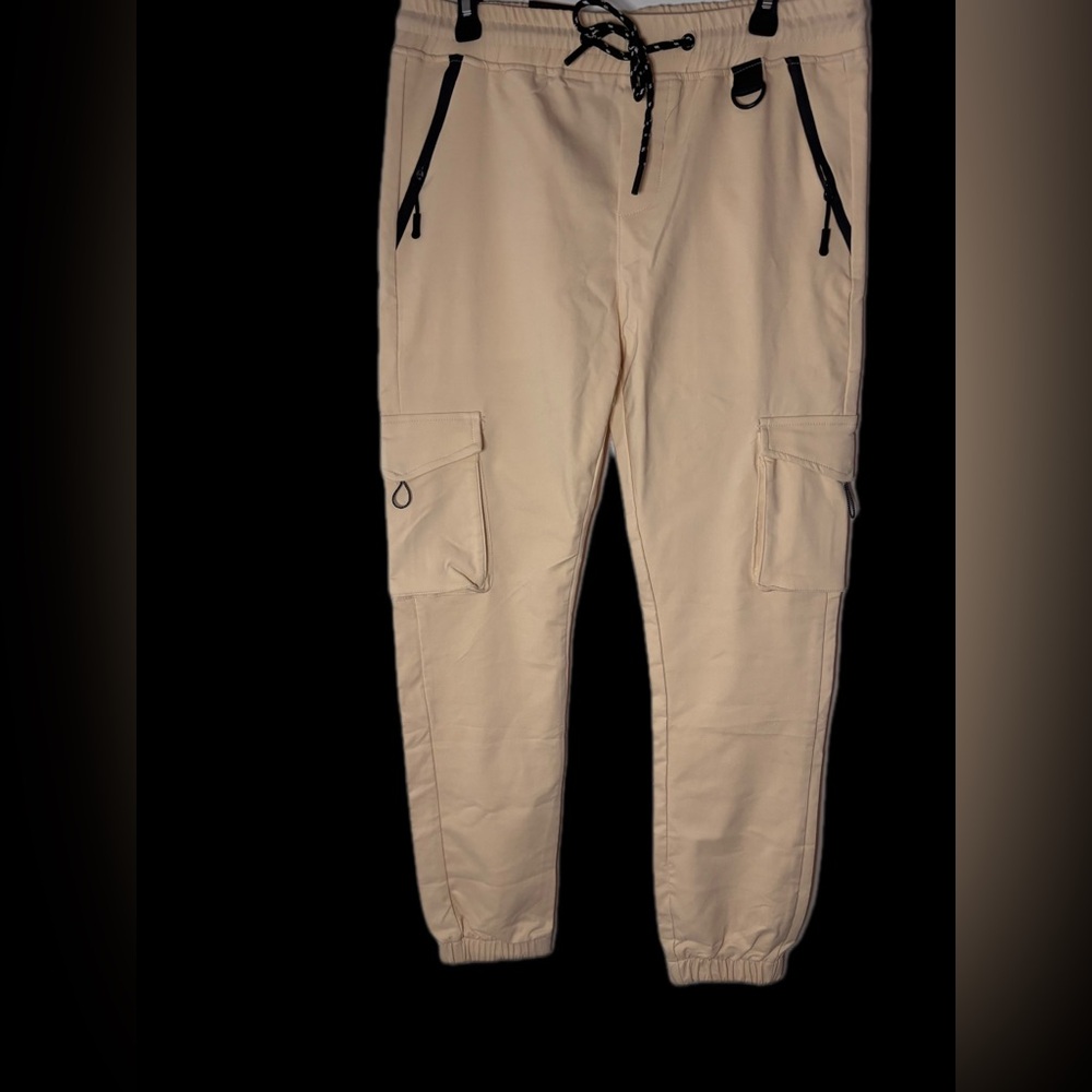 Men's Beige Cargo Jogger Pants